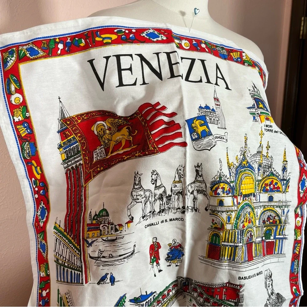 Vintage MCM Venezia Venice Italy souvenir travel Tea towel